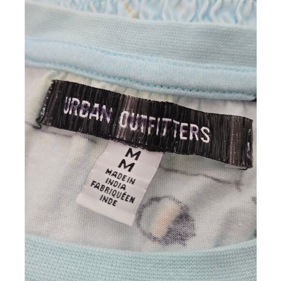 Urban Outfitters Blue Doodle Printed Short Sleeve Crop Top Women's Medium - Picture 5 of 7